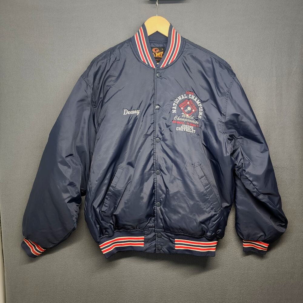 Vtg Game Sportswear Jacket Mens XL Blue Bomber 2005 Championship Company Logo